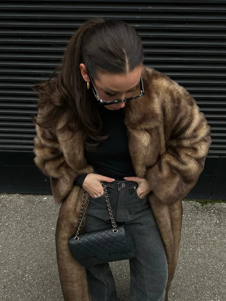 Retro Luxe Faux Fur Coat