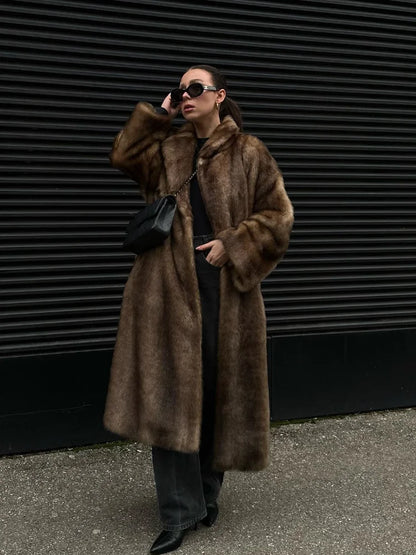 Retro Luxe Faux Fur Coat