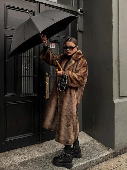 Retro Luxe Faux Fur Coat