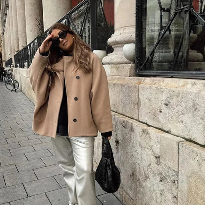 Chic Woolen Lapel Coat