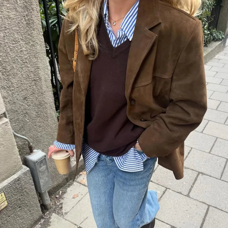 Vintage Brown Lapel With Pocket