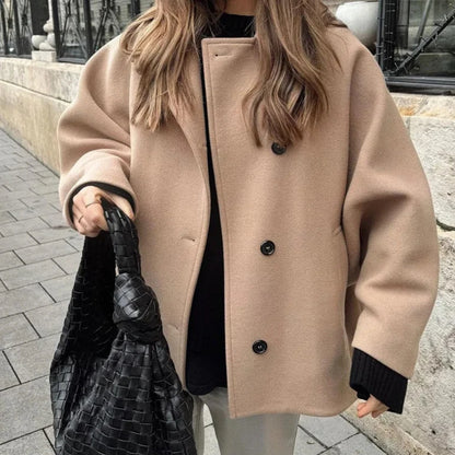 Chic Woolen Lapel Coat