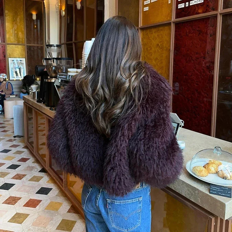 Burgundy Faux Fur Teddy Jacket