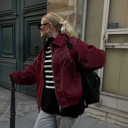 Vintage Autumn Leather Jacket