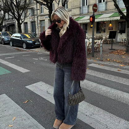 Burgundy Faux Fur Teddy Jacket