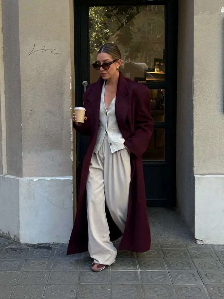 Burgundy Oversized Coat